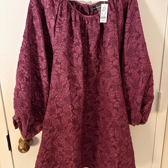 NWT NY & CO Textured Puff-Sleeve Shift Dress Size Large - Picture 12 of 12